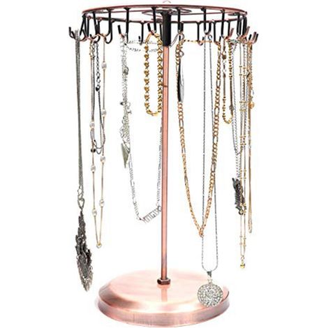 Sollbry Expositor giratorio de joyas de metal de cobre (23 ganchos) - Torre para exhibir joyas - Soporte para collares, pulseras, anillos y pendientes (1/5)