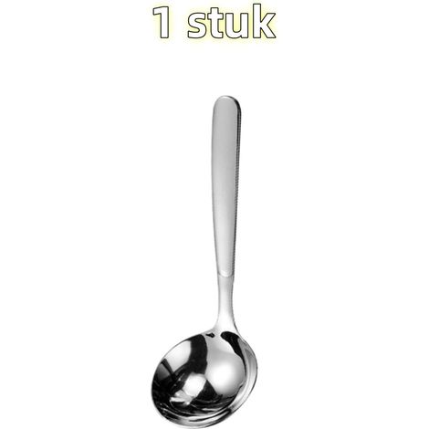 cuillère - Grande cuillère ronde - Acier inoxydable - Louche à soupe - Convient pour la cuisine - 17 cm x 6 cm - Argentée (1/5)