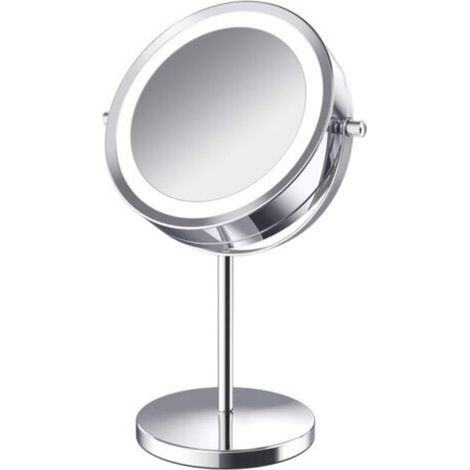360° Rotating Illuminated Magnifying Cosmetic Mirror, 10x Magnifying Cosmetic Mirror, Lighted Cosmetic Mirror, Double-Sided Rotating Standing Mirror with Stand (Rechargeable Version) (1/5)