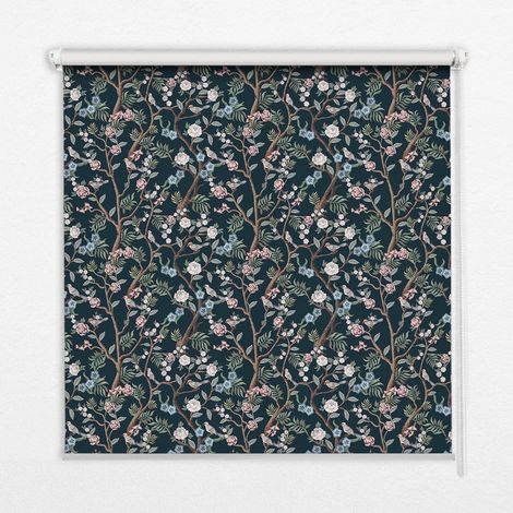 Tenda a Rullo Interna per Finestra - Tenda Filtrante Luce - Tenda Privacy - Tenda Decorativa Rettangolare - Rullo per Interni - (130 cm x 140 cm) - Viti fiorite