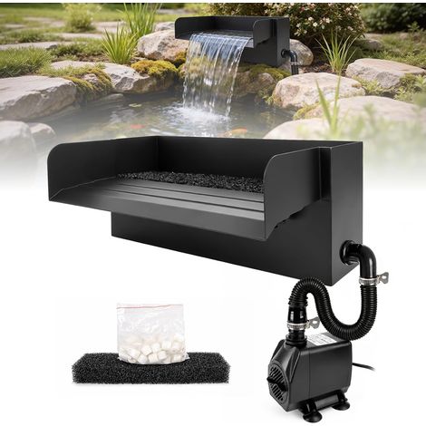 30 cm Cascade Bassin Extérieur en Acier Inoxydable Complète avec Pompe Bassin Extérieur 45 W 3500 L/h, Décoration de Jeux d'eau, Cascade pour Piscine et Ensemble de Ruisseau pour Jardin Étang (1/5)