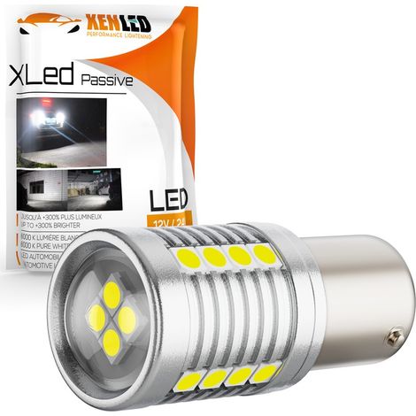 Ampoule P21W - 20 LED 3030 Blanc - X-LED Passive - 10-30V - 8,5W - 750Lms - 1156 BA15S (1/4)
