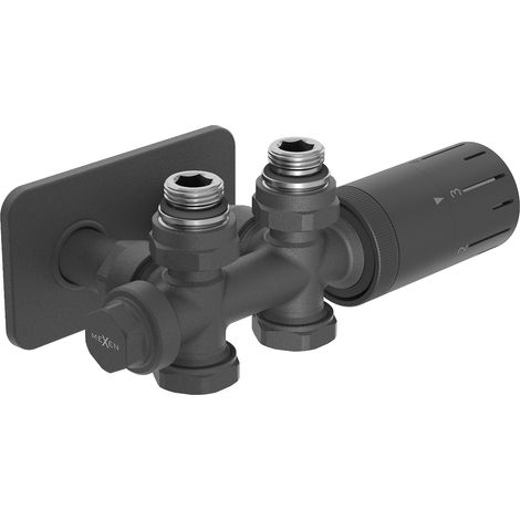 Mexen G05 conjunto termostático angular/recto con embellecedor S, Duplex, DN50, antracita - W908-958-910-66 (1/3)
