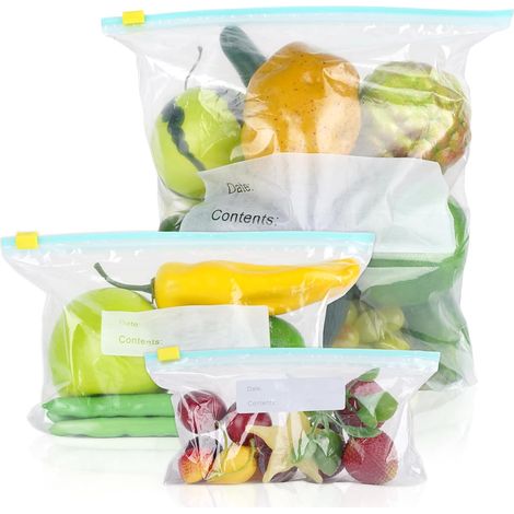 Lot 90 sacs congélation fermeture éclair réutilisables Grands sacs refermables moyens petits sacs fermeture éclair Petits sacs (1/4)