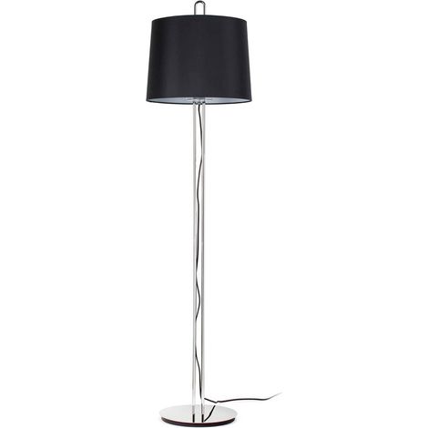 Faro MONTREAL - Lampadaire Abat-jour Tappered Ronde Noir, E27 (1/4)