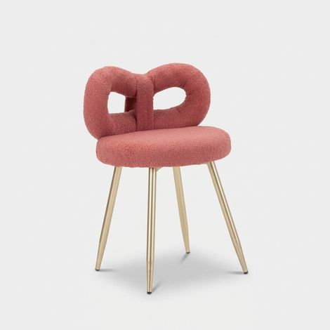 Silla tapizada de bouclé de diseño contemporáneo Mini Ilary - Rosa (1/5)