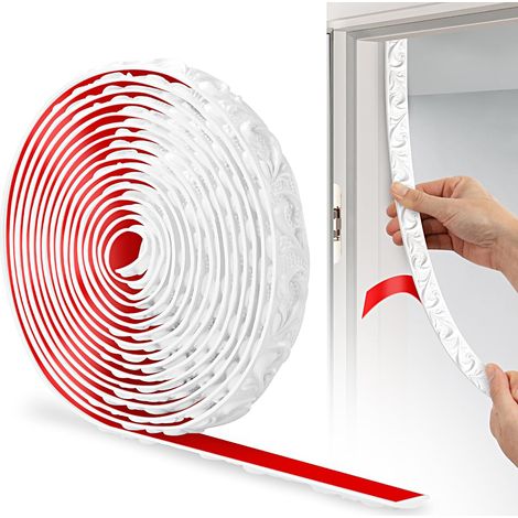 Bande Décorative en PVC, 600cm×2cm, Bordure de Papier Peint 3D, Frise Murale Adhesive, Convient our les Linteaux, les Plinthes, les Armoires, les Revêtements Muraux(Blanc)