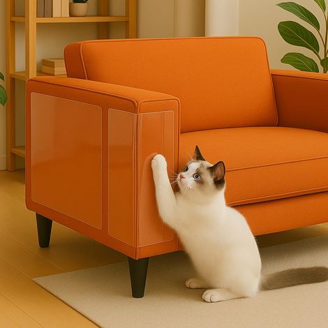 Cat Scratch Protector 11.8" x 118" Couch Protectors from Cat Scratching Transparent Anti Scratch Furniture Protector Resistant Cat Scratch Deterrent Sticky Paws Tape for Carpet, Sofa, Couch, Door (1/5)