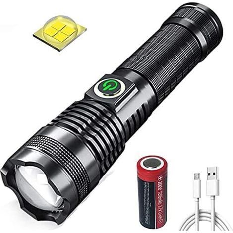 BUNTHAUS Torche rechargeable USB, torche LED XHP70 super lumineuse avec zoom (1/5)