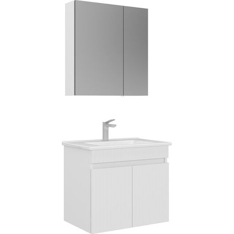 Ensemble Meuble Vasque avec Miroir (2 Pièces) "Tivoli 65" - 65 x 45 x 57 cm - Matte White (1/3)