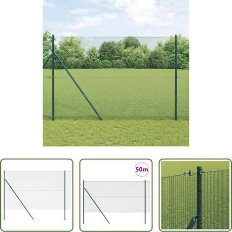 vidaXL Clôture moderne - Poteau de clôture. Vert 50 x 1,5 m (maille 12 x 12 mm) (1/5)