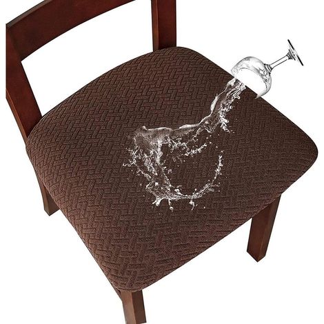 Housses de siège de chaise imperméables extensibles marron lot de 2 (1/5)