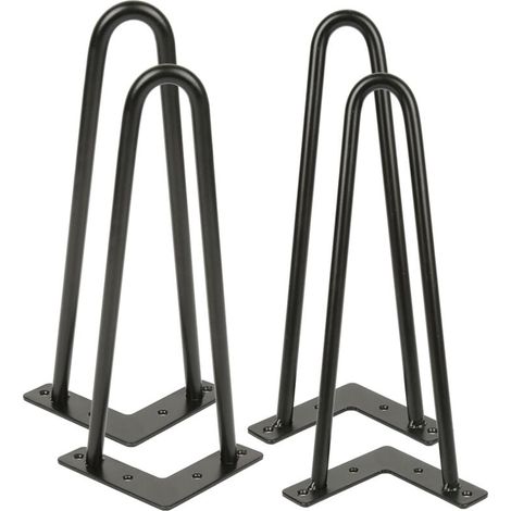 Haarnadel-Tischbeine – 4er-Set Haarnadel-Tischbeine – 30 cm – Schwarz – 2 Zinken (1/4)