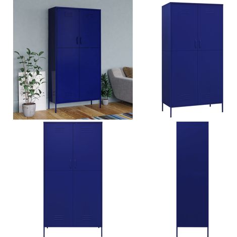 Garde-robe Bleu marine 90x50x180 cm Acier - Armoire - Meuble De Rangement - Placard - Dressing - Commode - Home & Living (1/5)
