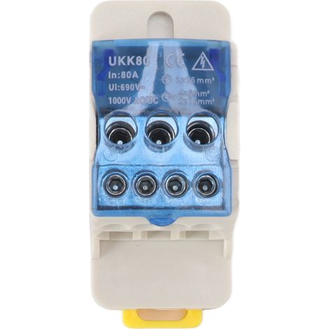 Boîte de jonction de puissance sur Rail DIN, bornier électrique, connecteur de Distribution AC DC1000V 80A