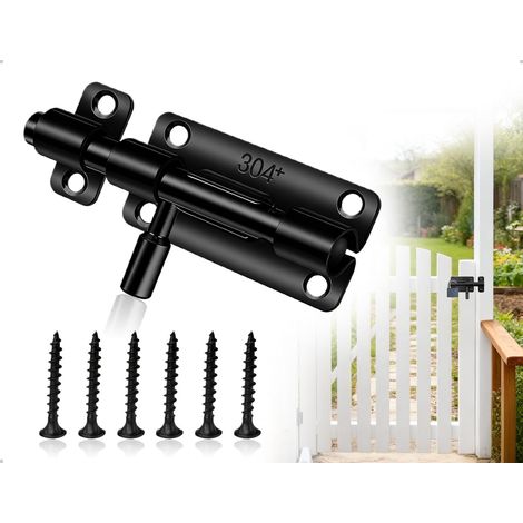 Loquet de Porte en Acier Inoxydable, Petit Verrou Coulissant avec Trou pour Cadenas et Vis, pour la Maison, la Cour, le Jardin, la Salle de Bain et la Chambre (Noir) (1/5)