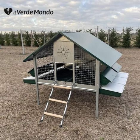 Pollaio in Ferro Araucana  Con vassoio raccolta feci senza porta anti predatore (1/5)