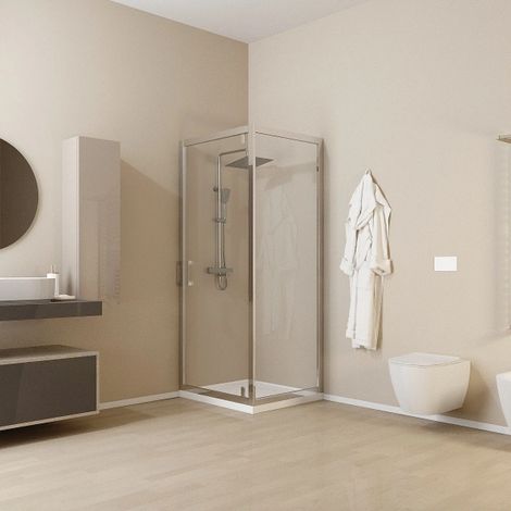 Box doccia 2 lati Piave 70 x 70 x h 195 cm con porta girevole Silqua by Mobo trasparente spess. 6 mm