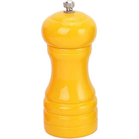 Moulin à sel et poivre manuel en bois, rechargeable, avec rotor en céramique à mouture réglable.-yellow