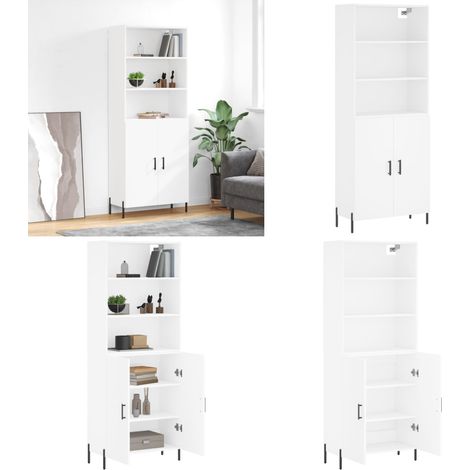 Buffet haut Blanc 69,5x34x180 cm Bois d'ingénierie - Buffet Design Moderne - Meuble Rangement - Armoire Blanche - Commode Élégante - Mobilier Salon - Home & Living (1/5)