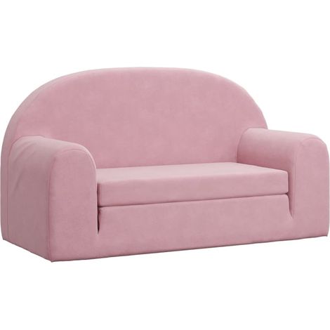 Canapé-lit pour enfants 2 places rose peluche douce