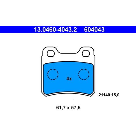 Kit de plaquettes de frein, frein à disque ATE 13.0460-4043.2 OPEL 16 05 728