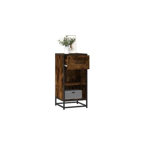 Buffet chêne fumé 35,5x35x76 bois d'ingénierie et métal (1/5)