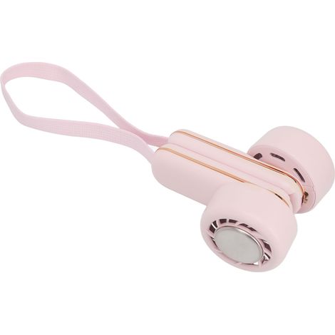 3000 mAh, 5 V, freihändig bedienbarer Nackenventilator mit 4 Geschwindigkeitsstufen, USB-Ladefunktion, ohne Rotorblätter, Pink (1/5)