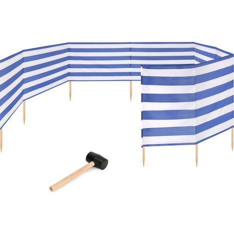 Garronda Paravent Plage Coupe-Vent Camping Brise-Vent avec Marteau en Caoutchouc GAEX001 (Rayures, 12 m) (1/5)