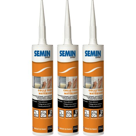 Colle Tout Matériaux Semin - Prêt à l'Emploi - Intérieur/Extérieur - Cartouche de 310 ml (lot de 2) (1/5)