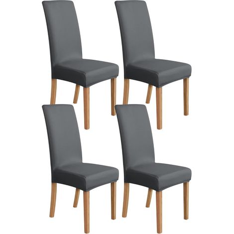Housse de chaise de salle à manger extensible, unie, en 4 pièces, universelle et adaptée aux chaises de salle à manger de la maison et des hôtels (1/5)