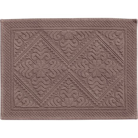 Tapis de Bain Rectangulaire et Tapis de Douche Coloris Noisette pour Salle de Bain 54 x 64 cm - PANGIVO (1/4)