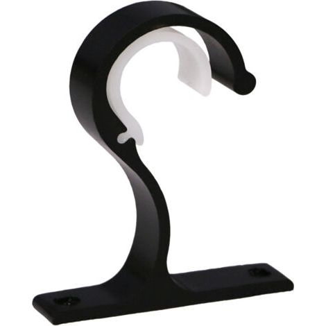 Lot de 2 Supports de Tringle à Rideau, Crochets à Draperie Support de Tige de Fixation en Robuste en Alliage D'aluminium Support Tringle Penderie pour Rideau ou Armoire (Noir) (1/5)