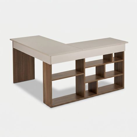 Scrivania angolare da ufficio con scaffali salvaspazio Vesper - Beige (1/5)