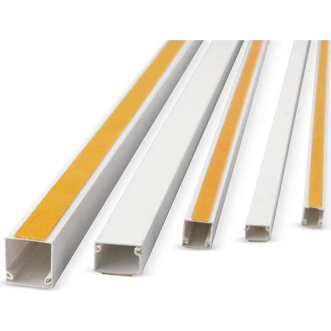 Lion Electric Gaine de câbles Auto-adhésive Blanc 15x10 mm  12 x 1 m – Bac de câble pour Cacher Les câbles – avec Ruban adhésif en Mousse Extra Fort pour Montage sans perçage – pour Bureau, Mur, Sol (1/5)