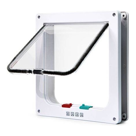 Chatière pour Chat avec magnétique à 4 voies, porte pour animaux de compagnie pour chats et petits chiens, 23.5 x 25 x 5.5cm L blanc pratique pour l'installation chatières et portes manuelles-Karteo (1/5)