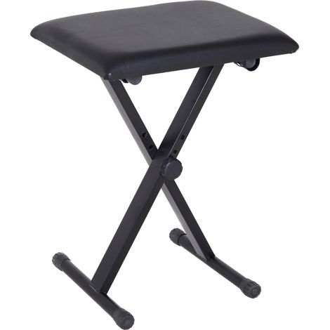 Tabouret de piano pliant, banquette réglable de 37 à 47 cm, assise rembourrée en similicuir PU, piètement métallique antidérapant, charge max 100 kg, noir (1/5)