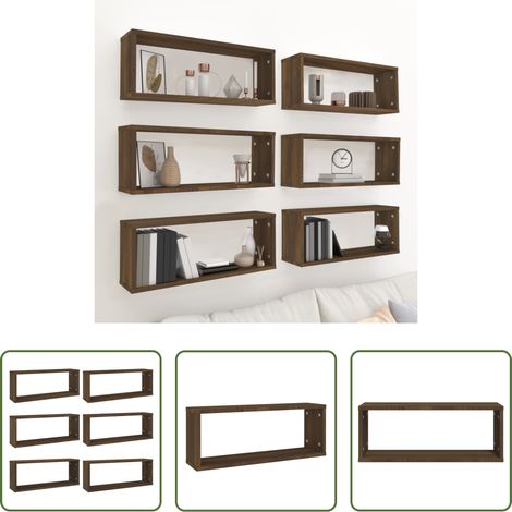 Holzregal -  Würfelregale 6 Stk. Braun Eichen-Optik 60x15x23cm Holzwerkstoff (1/5)