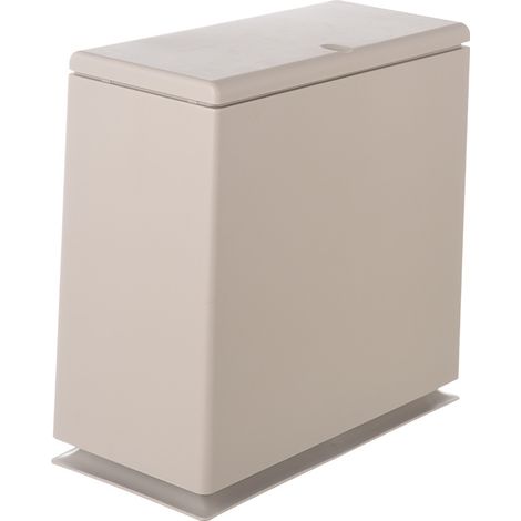 Poubelle Salle de Bain 10L Rectangulaire, Poubelle à Couvercle Push avec Ouverture par Pression, Corbeille à Déchets en Plastique ABS, Poubelle WC Chambre Cuisine Bureau, Design Japonais Gain de Place
