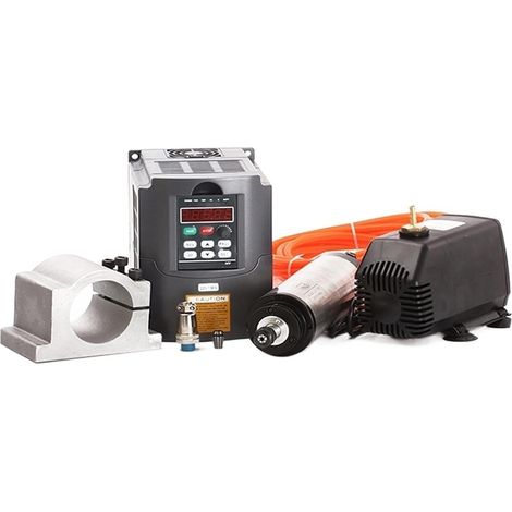 Kit de Moteur de Broche sans balais CNC Moteur de Broche refroidi à Eau de 1,5 KW for CNC Routeur & 15kw VFD/Pompe à Pince/tuyaux de Pince de 65mm et et 13 pcs ER111-7mm (1/5)