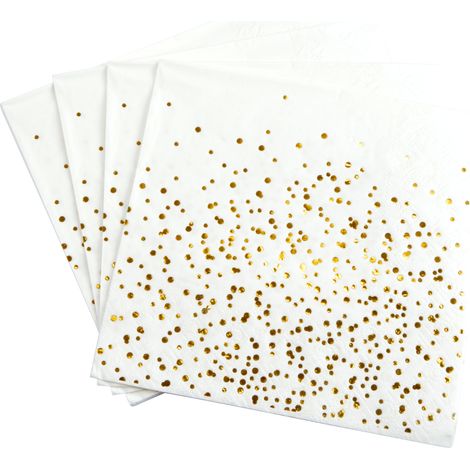 20 serviettes en papier 33 x 33 cm Confettis or
