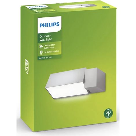 Philips LED Border, Lampada a Parete, per Esterni, Attacco E27, Lampadina Inclusa, IP44, Grigia (1/5)