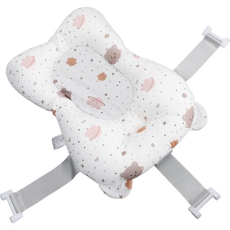 Coussin de bain doux pour bébé, motif ours mignon, tapis flottant pour baignoire nouveau-né blanc (1/5)