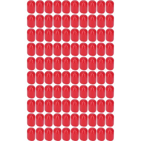 100 embouts de protection de filetage ronds et flexibles en PVC ignifugé, rouges, de 12 mm (1/5)