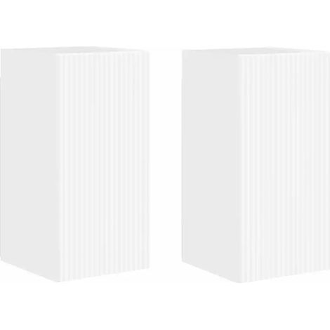 Mueble de TV moderno para montaje en pared de 30 x 31 x 60 cm con fácil almacenamiento diseño minimalista en madera de ingeniería blanca brillante 020054958 (1/5)