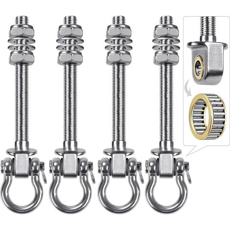 4-teiliges Hängeschaukel-Set mit Kugellager, 175 mm hochbelastbarer Hängemattenhaken, M10-Schraubbolzen für Hängesessel, drehbare Deckenbalkenhalterung, 1500 lbs (ca. 680 kg) Tragkraft