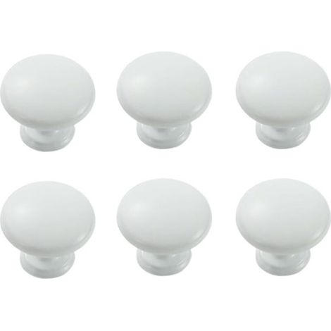 Runde Schubladengriffe aus Aluminium, moderne und minimalistische Möbelgriffe für Küchenschränke, Kommoden und Kleiderschränke, weiß, 6er-Set