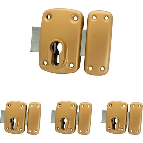 4 - Serrure De Sécurité - Cylindre Europrofile - Acier Marron - Pour Porte Extérieure - 110x95x60 mm
