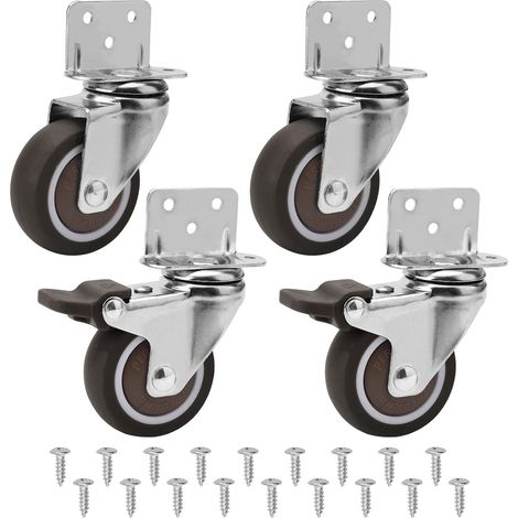 4 Pcs Roulettes Pivotantes de 49mm, Roulettes pour Meubles avec Frein Roulette Charge Lourde Maximale 120 KG Roulette Industrielles à 360° (1/5)