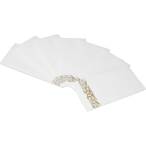 40 Serviettes en Lin Doré Bordées Or, Serviettes de Table Élégantes pour Réceptions et Événements, Usage Unique et Pratique (1/5)